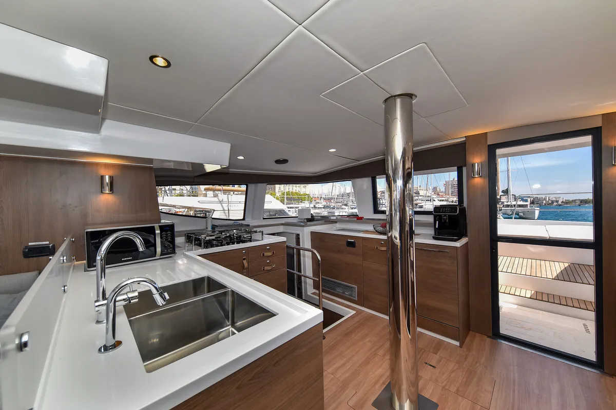 Galley of DESTINY, a Bali 4.6 catamaran at Zadar, Croatia