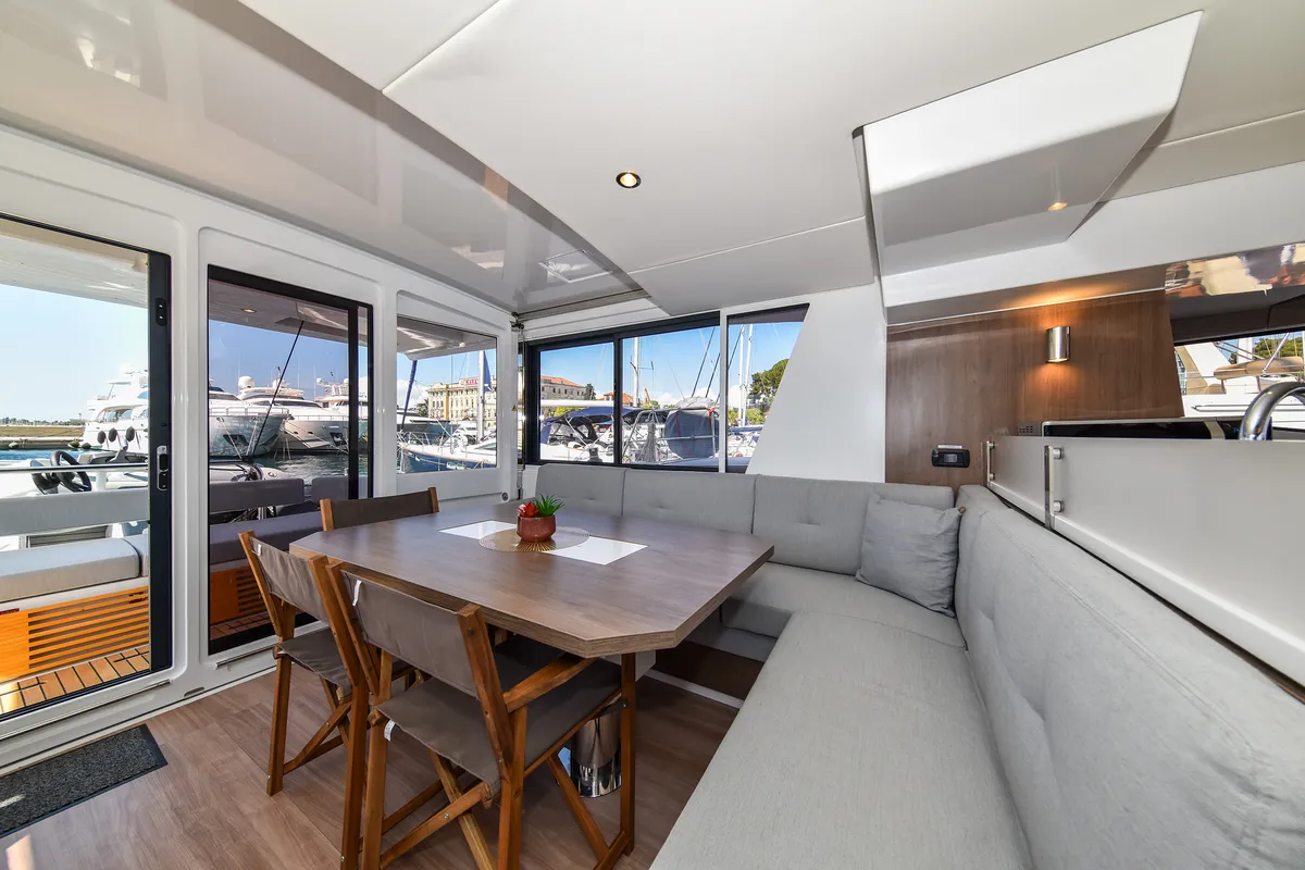 Salon of DESTINY, a Bali 4.6 catamaran at Zadar, Croatia