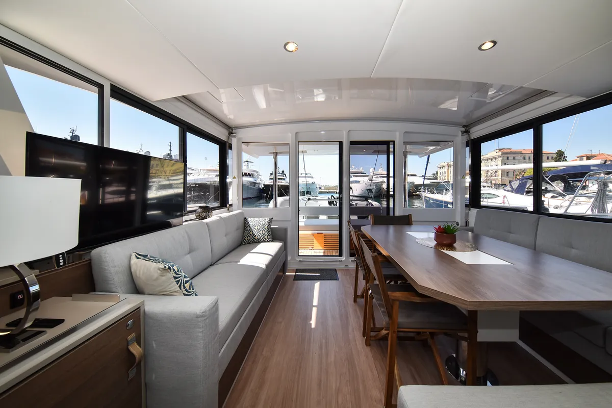 Salon of DESTINY, a Bali 4.6 catamaran at Zadar, Croatia