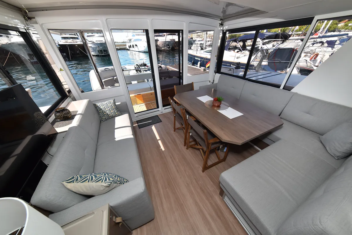 Salon of DESTINY, a Bali 4.6 catamaran at Zadar, Croatia