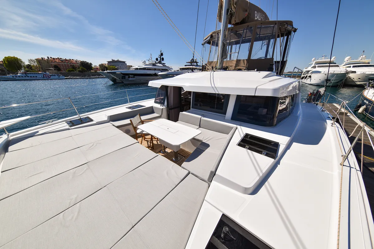 Deck of DESTINY, a Bali 4.6 catamaran at Zadar, Croatia