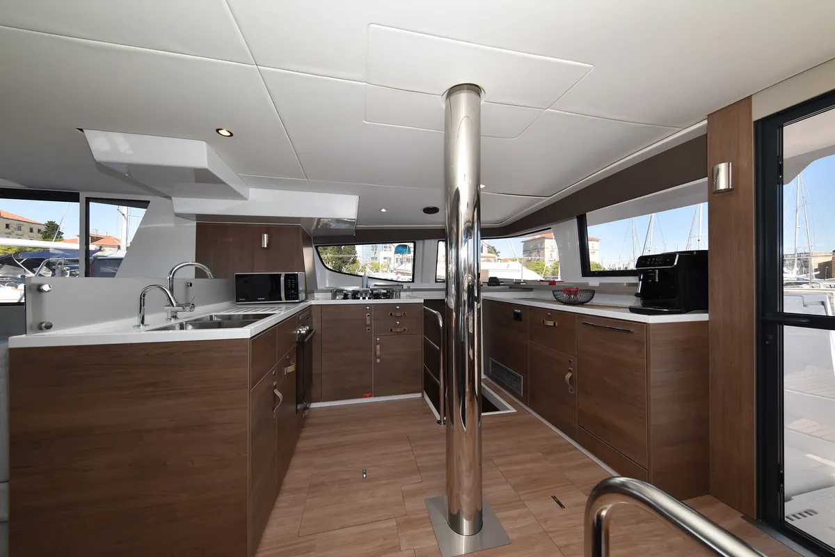 Galley of DESTINY, a Bali 4.6 catamaran at Zadar, Croatia