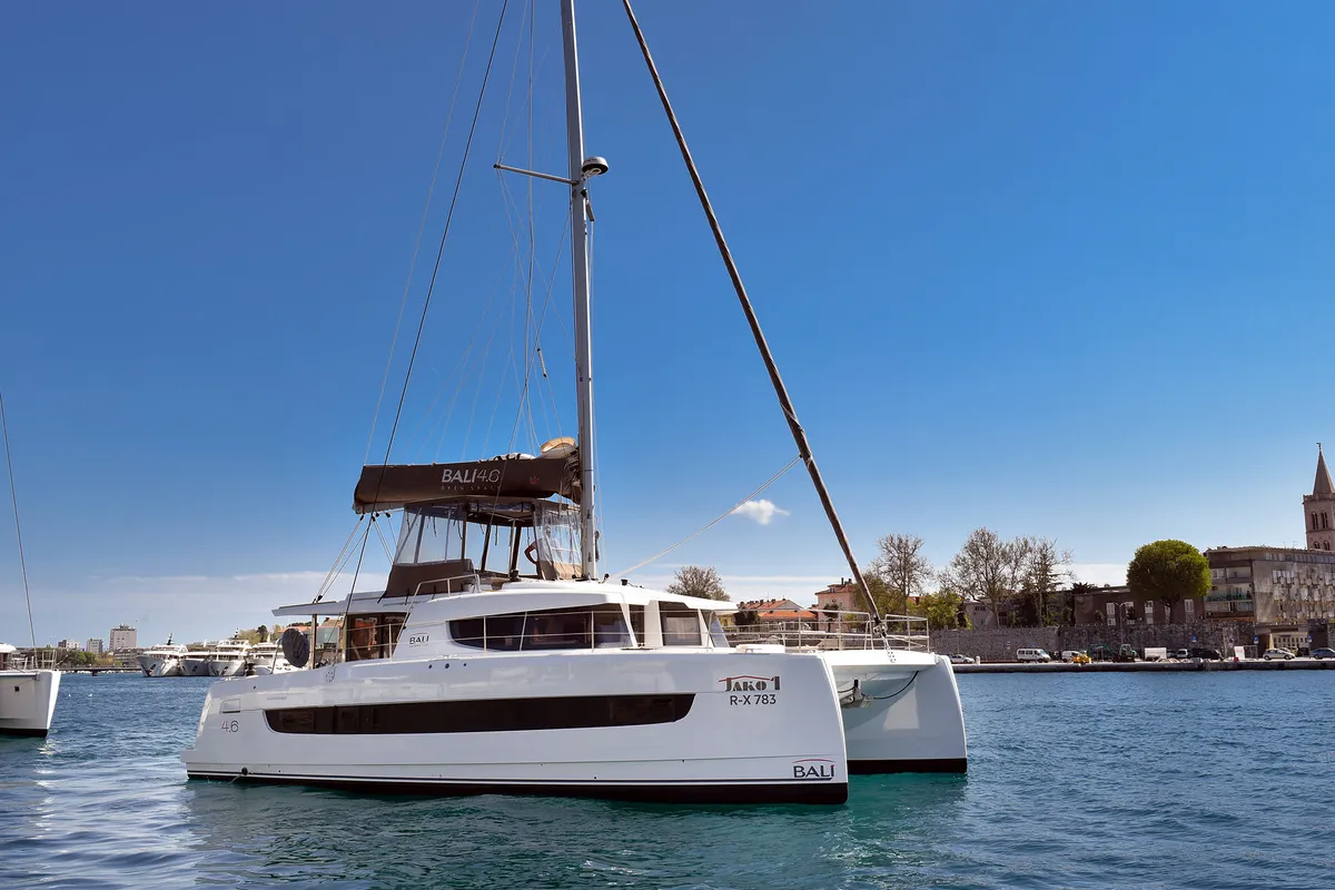 Exterior view of DESTINY, a Bali 4.6 catamaran at Zadar, Croatia