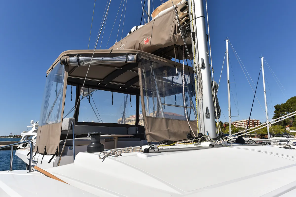 Deck of DESTINY, a Bali 4.6 catamaran at Zadar, Croatia