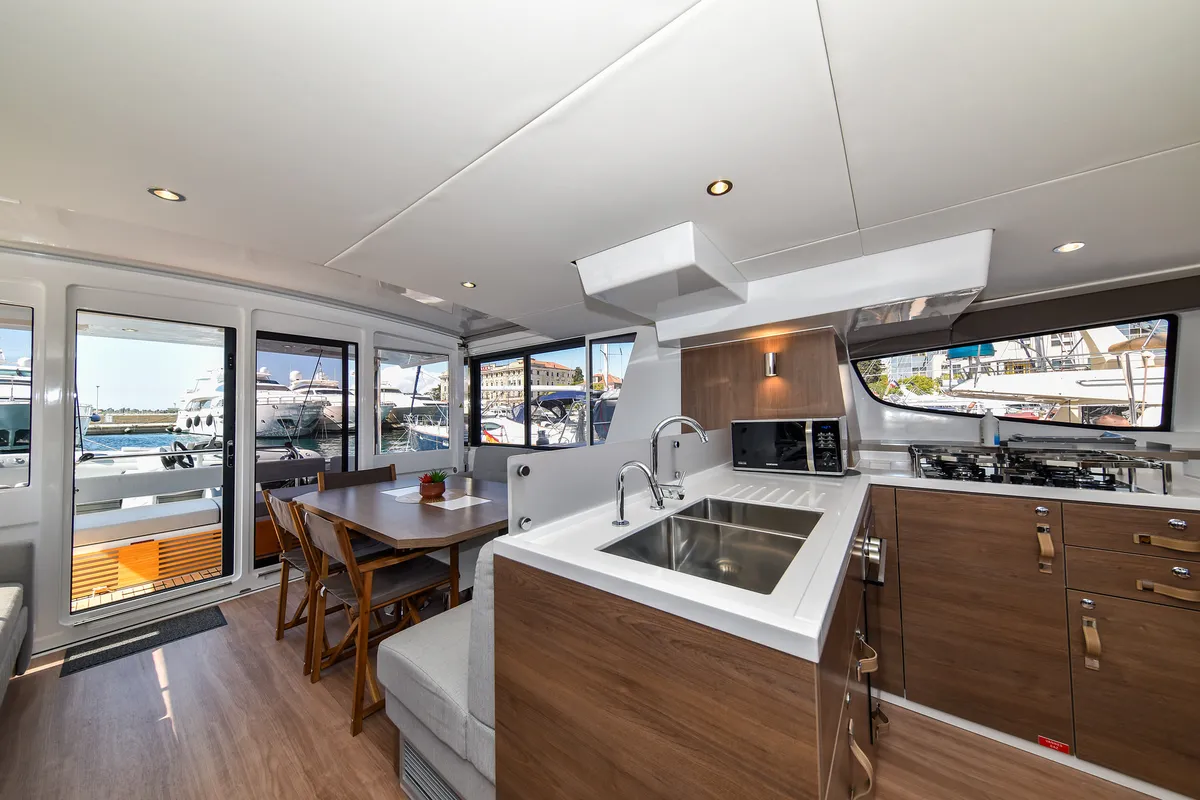 Galley of DESTINY, a Bali 4.6 catamaran at Zadar, Croatia