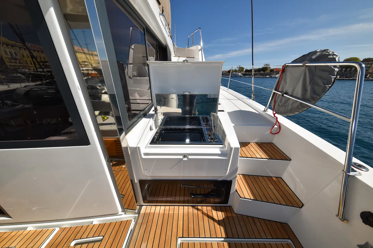 Deck of DESTINY, a Bali 4.6 catamaran at Zadar, Croatia