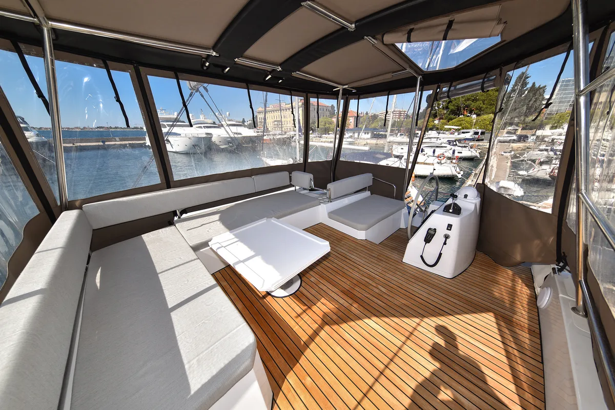 Deck of DESTINY, a Bali 4.6 catamaran at Zadar, Croatia