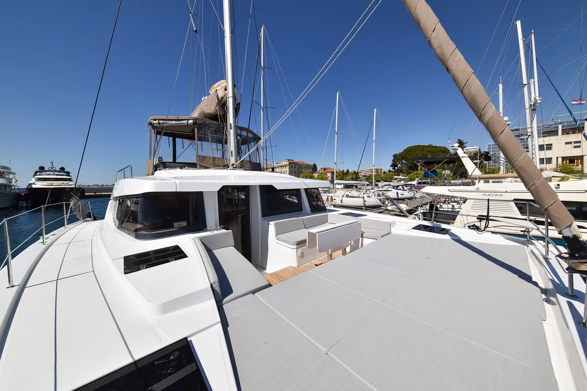 Deck of DESTINY, a Bali 4.6 catamaran at Zadar, Croatia