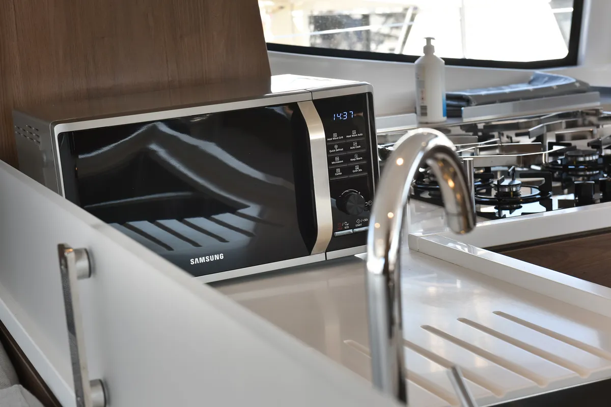 Galley of DESTINY, a Bali 4.6 catamaran at Zadar, Croatia