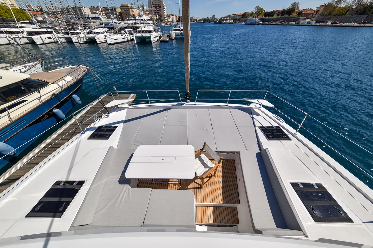 Deck of DESTINY, a Bali 4.6 catamaran at Zadar, Croatia