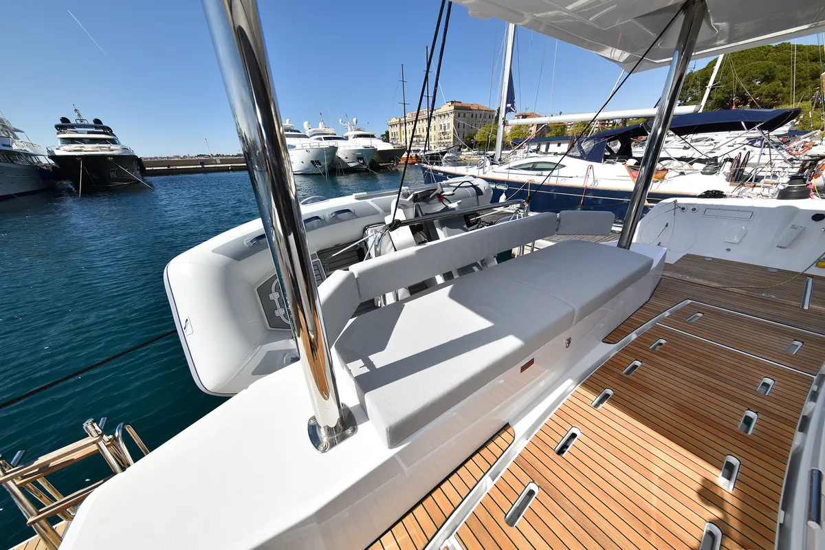 Deck of DESTINY, a Bali 4.6 catamaran at Zadar, Croatia