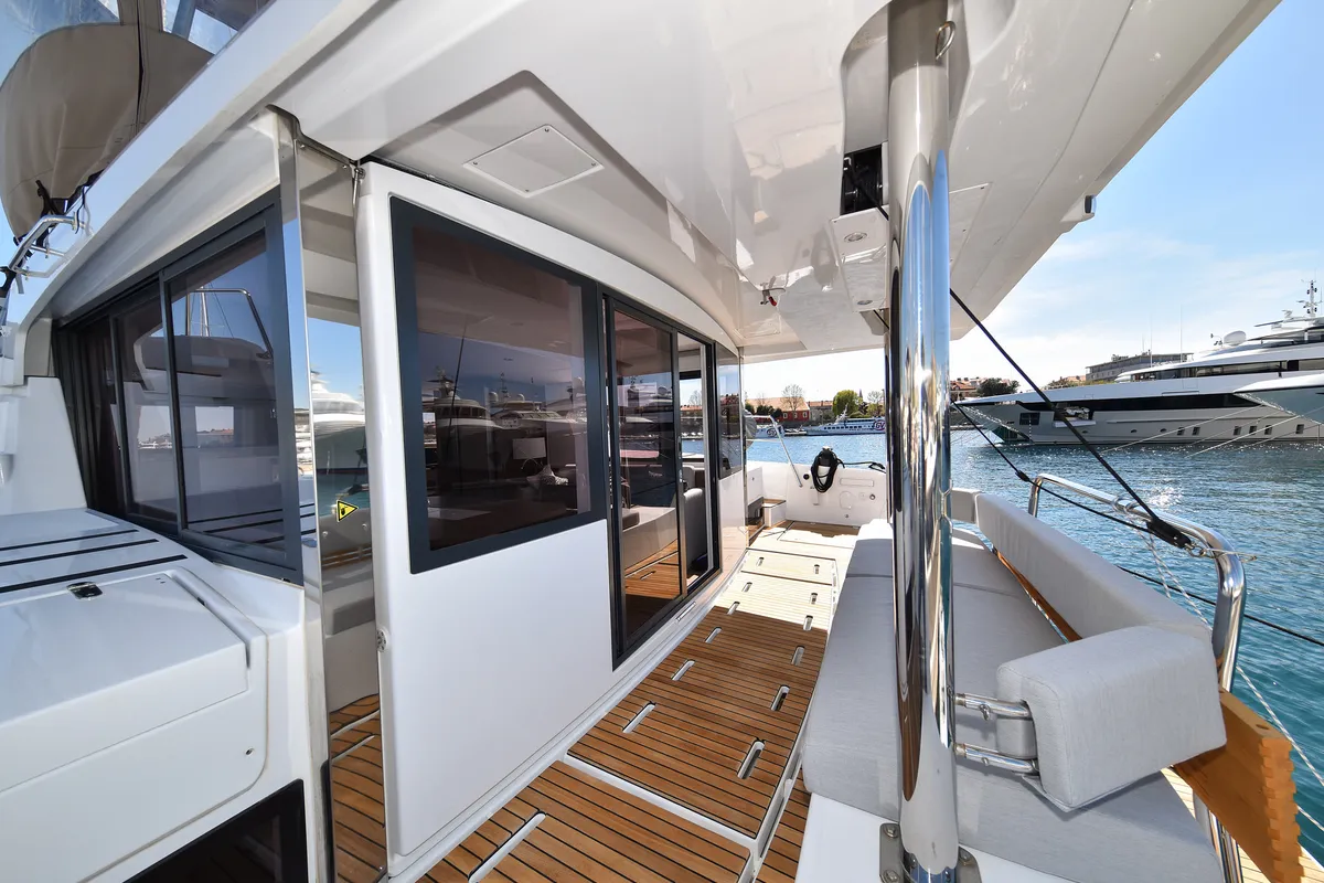 Deck of DESTINY, a Bali 4.6 catamaran at Zadar, Croatia