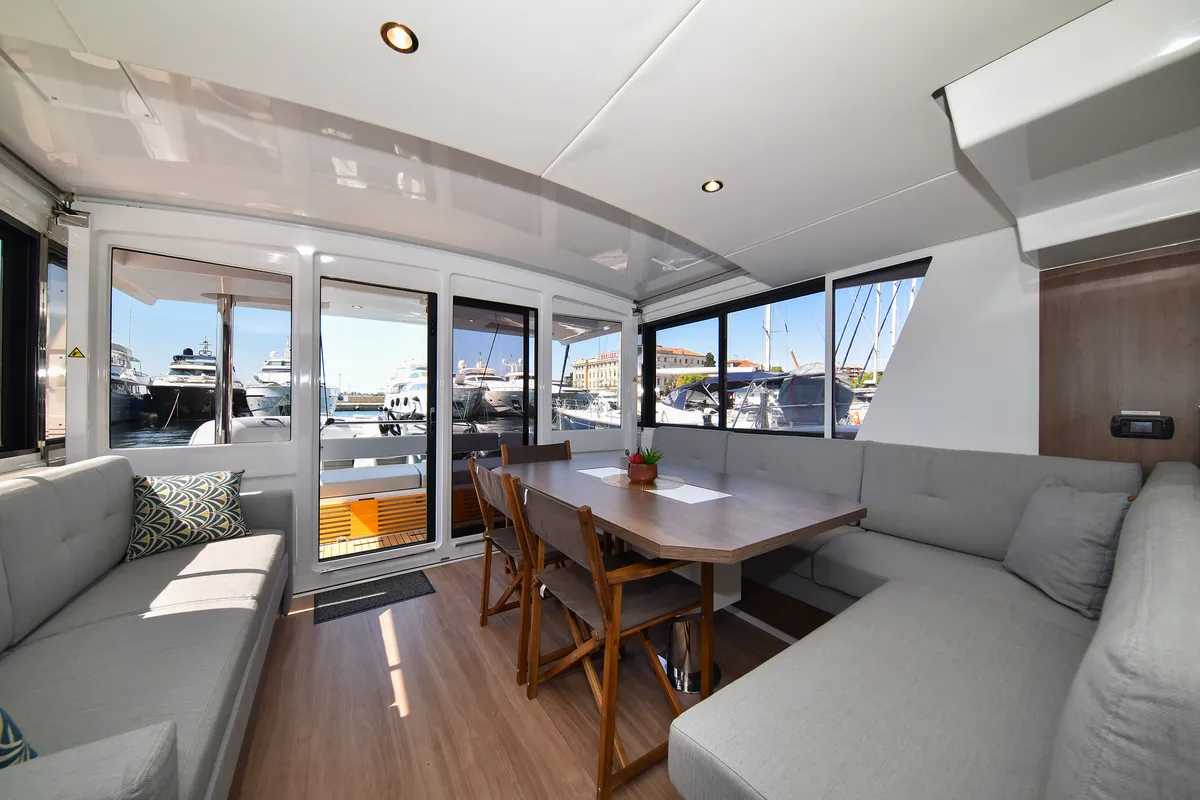 Salon of DESTINY, a Bali 4.6 catamaran at Zadar, Croatia