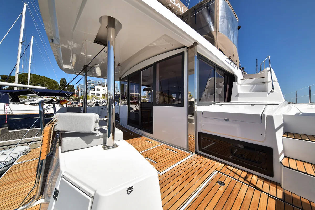 Deck of DESTINY, a Bali 4.6 catamaran at Zadar, Croatia