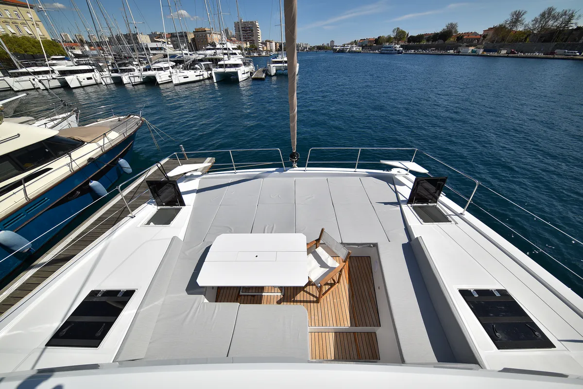 Deck of DESTINY, a Bali 4.6 catamaran at Zadar, Croatia