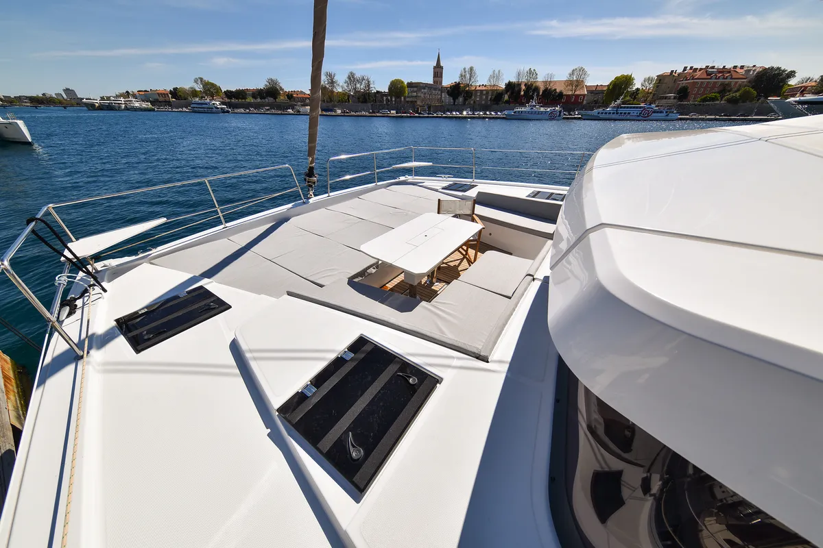 Deck of DESTINY, a Bali 4.6 catamaran at Zadar, Croatia