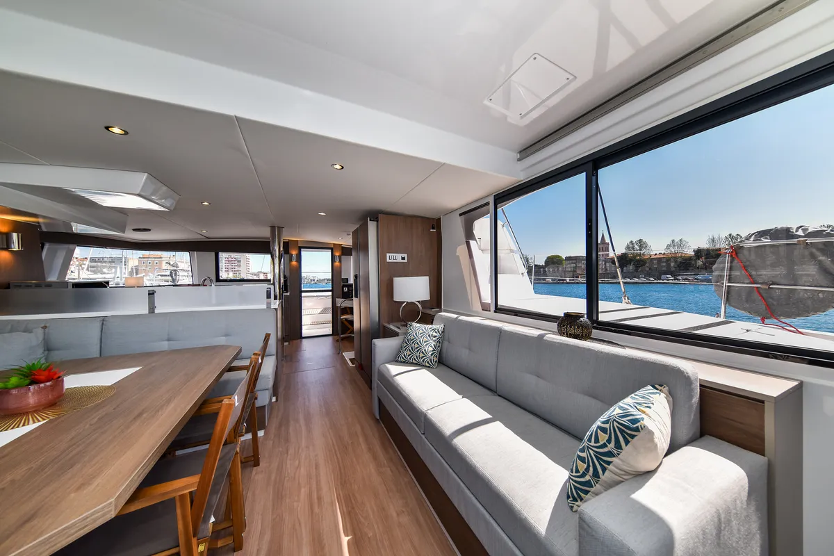 Salon of DESTINY, a Bali 4.6 catamaran at Zadar, Croatia