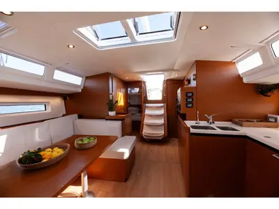 Galley of Wu Wei, a Jeanneau Sun Odyssey 490 sailboat at Kos, Greece