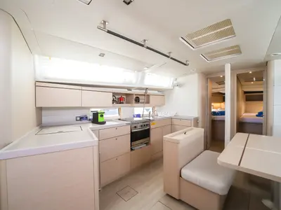 Galley of Eonia, a Beneteau Oceanis 46.1 sailboat at Castellammare del Golfo, Italy