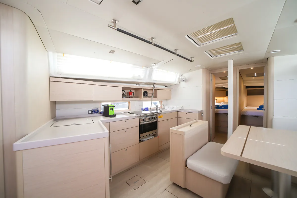 Galley of Eonia, a Beneteau Oceanis 46.1 sailboat at Castellammare del Golfo, Italy