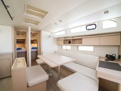 Salon of Eonia, a Beneteau Oceanis 46.1 sailboat at Castellammare del Golfo, Italy