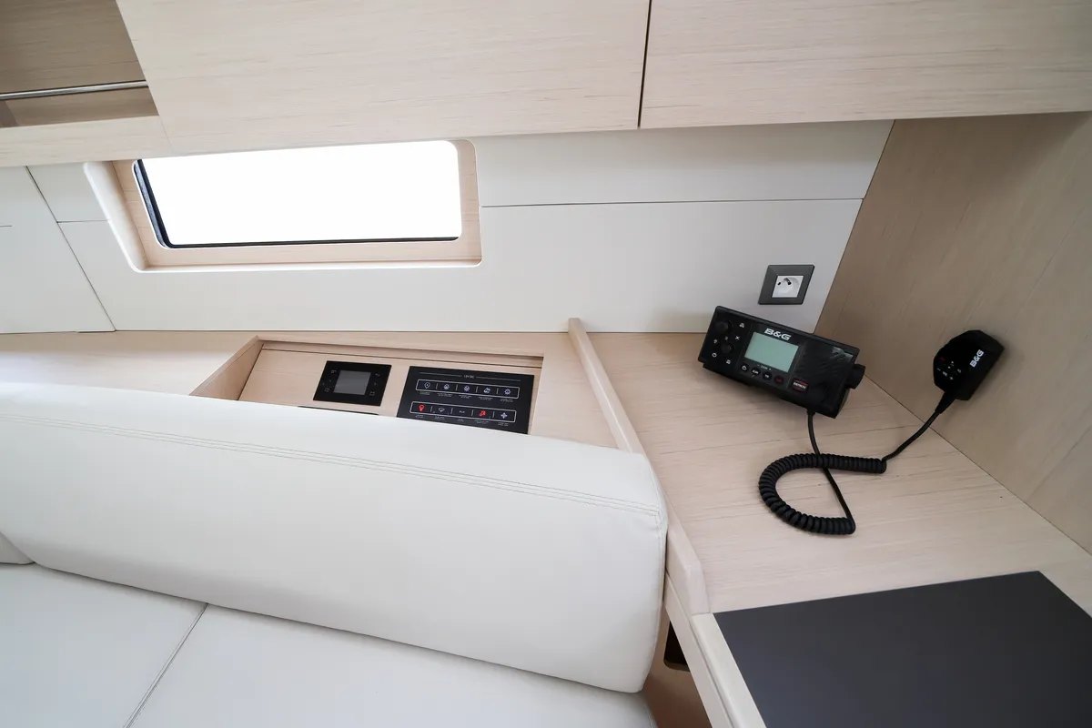 Salon of Eonia, a Beneteau Oceanis 46.1 sailboat at Castellammare del Golfo, Italy