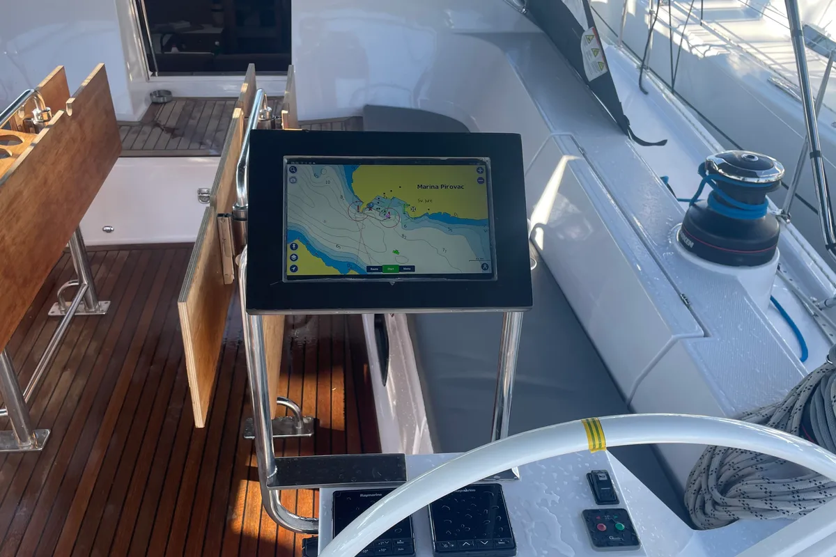 Cockpit of Elan Impression 50.1, a sailboat at Pirovac, Croatia