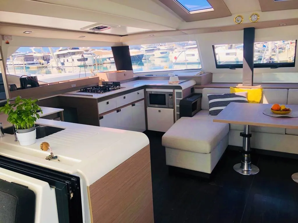 Galley of Princess Valeria, a Fountaine Pajot Elba 45 catamaran at Seget Donji, Croatia