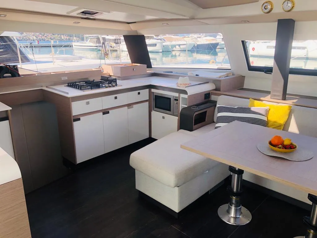 Galley of Princess Valeria, a Fountaine Pajot Elba 45 catamaran at Seget Donji, Croatia