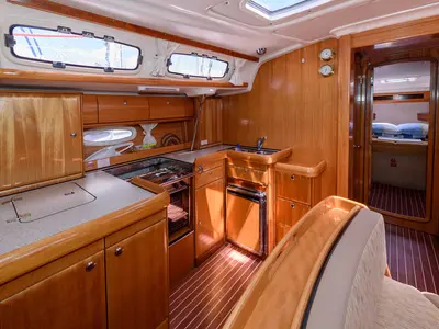 Galley of Martina, a Bavaria 46 Cruiser sailboat at Grad Trogir, Croatia