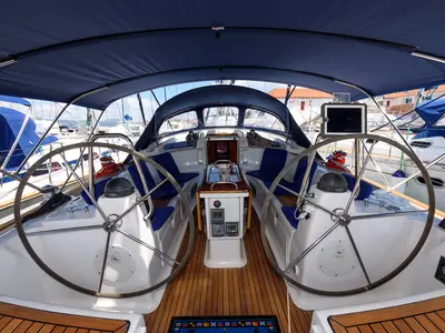 Cockpit of Martina, a Bavaria 46 Cruiser sailboat at Grad Trogir, Croatia
