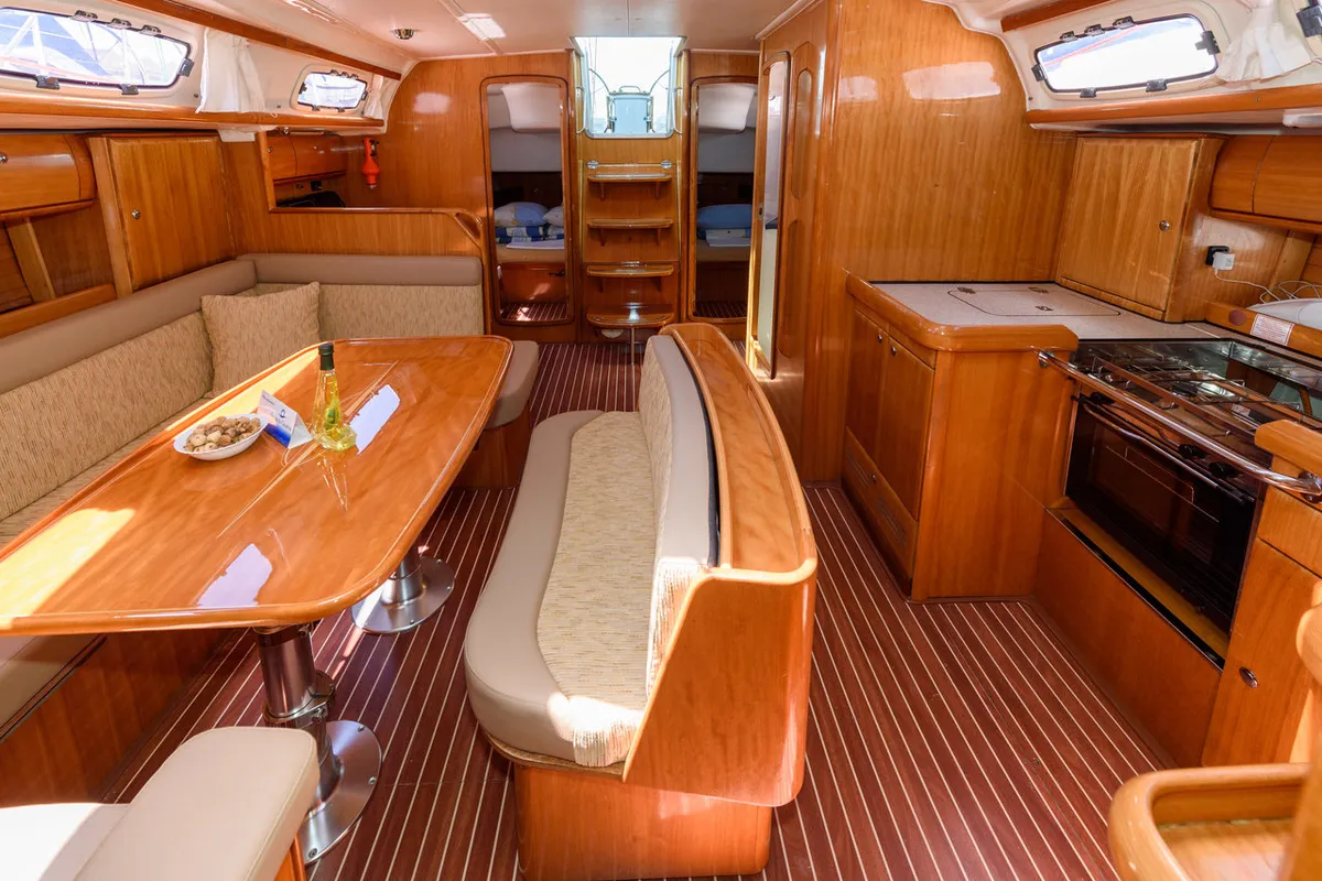 Salon of Martina, a Bavaria 46 Cruiser sailboat at Grad Trogir, Croatia