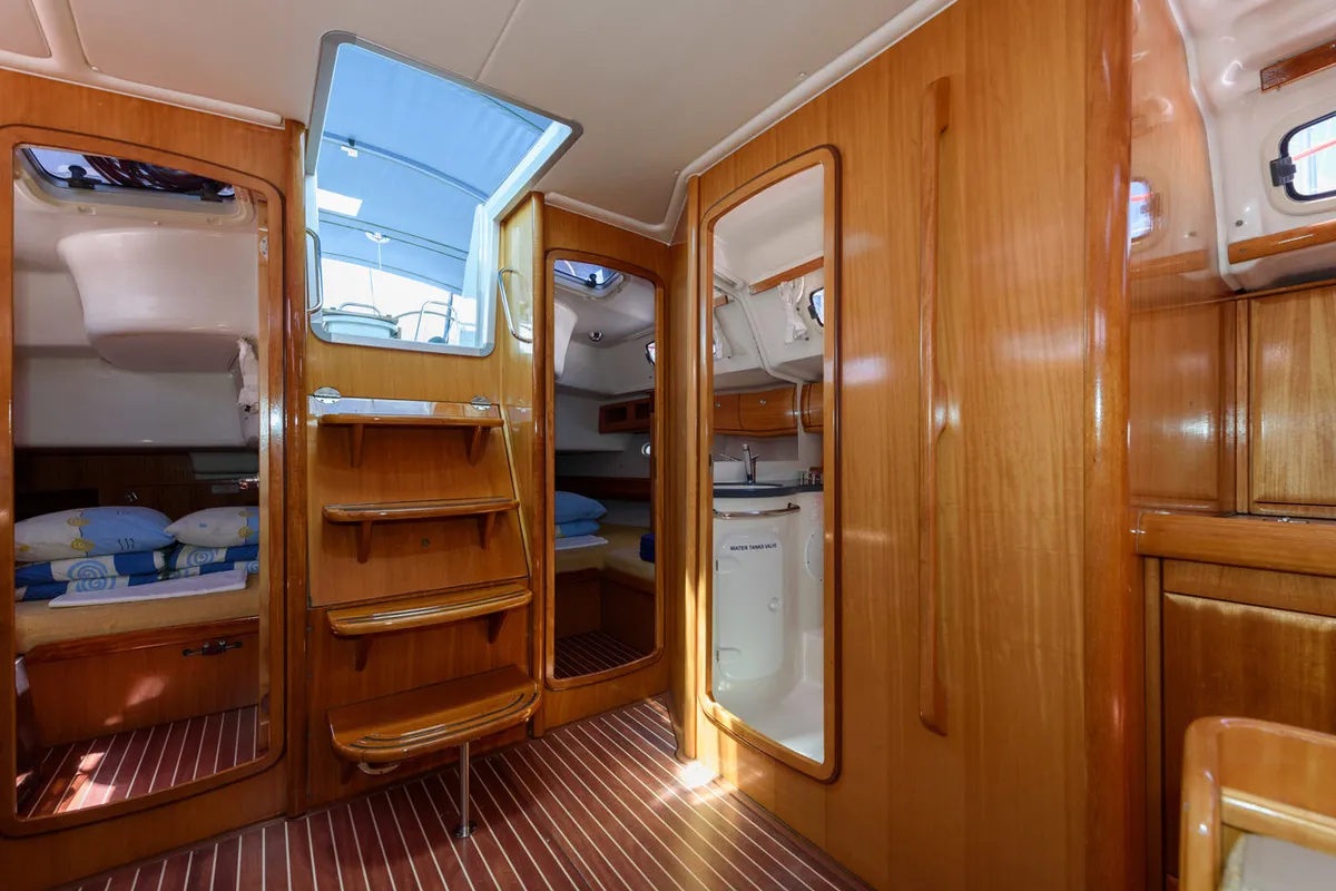 Martina, a Bavaria 46 Cruiser sailboat at Grad Trogir, Croatia