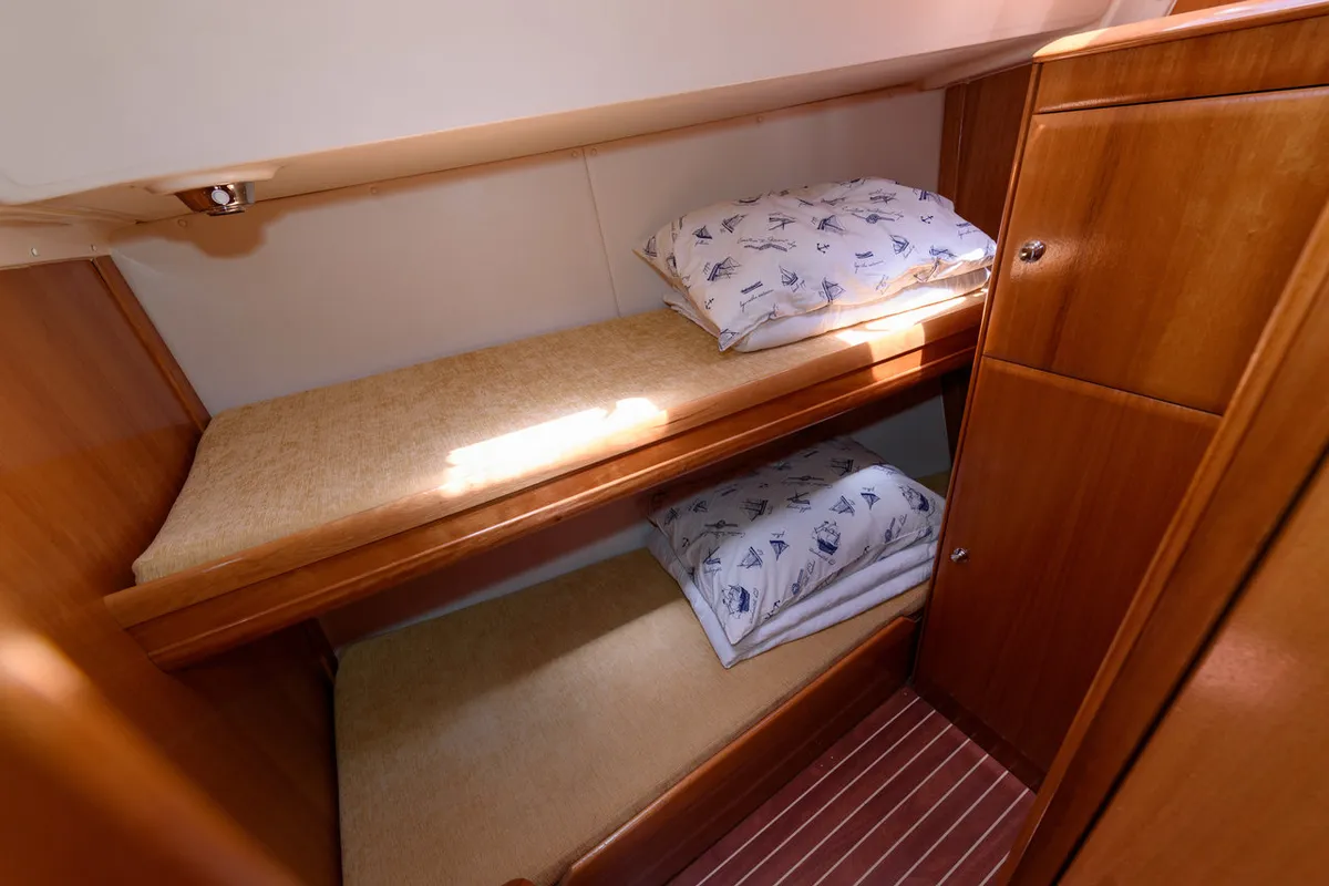Cabin on Martina, a Bavaria 46 Cruiser sailboat at Grad Trogir, Croatia