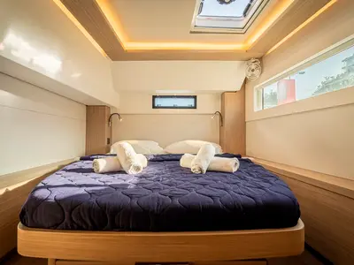 Cabin on Amalia, a Lagoon 46 catamaran at Marpissa, Greece
