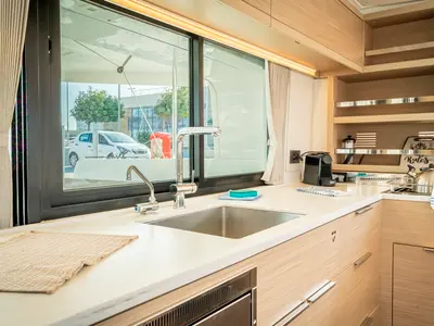 Galley of Amalia, a Lagoon 46 catamaran at Marpissa, Greece
