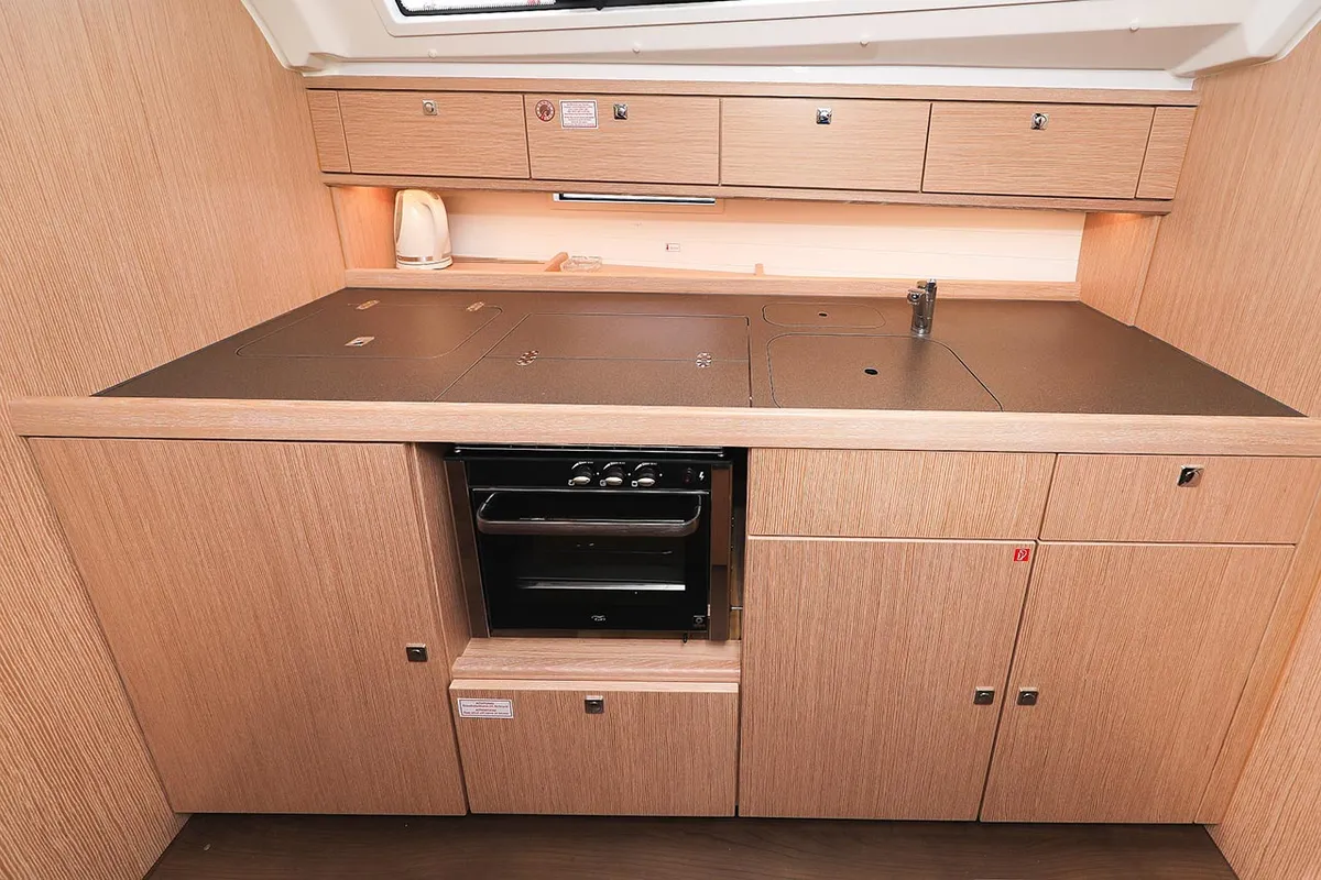 Galley of Fleur de Lys, a Bavaria Cruiser 41 sailboat at Murter, Croatia