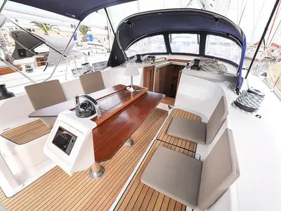 Salon of Fleur de Lys, a Bavaria Cruiser 41 sailboat at Murter, Croatia
