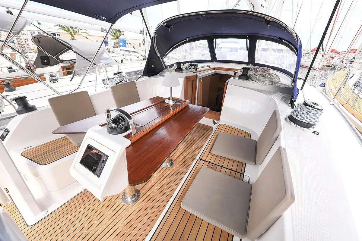 Salon of Fleur de Lys, a Bavaria Cruiser 41 sailboat at Murter, Croatia