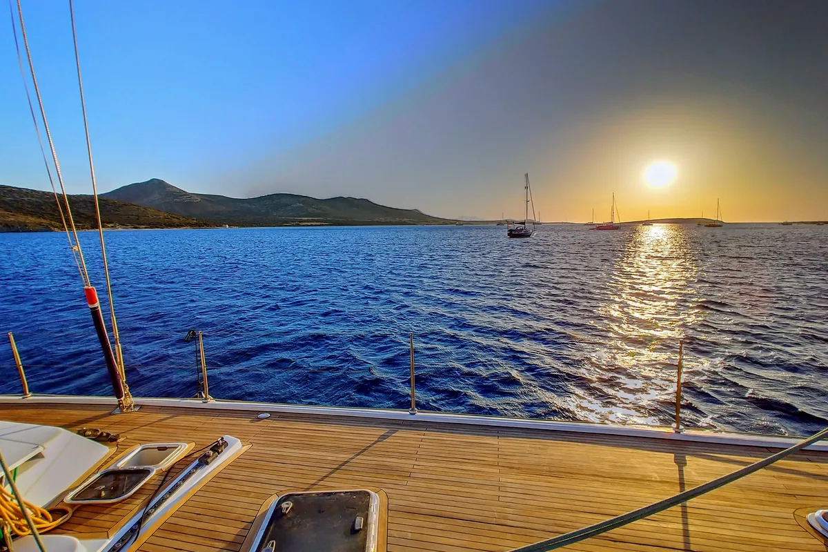 Deck of APOLLONIS, a Hanse 540e sailboat at Salamina Municipal Unit, Greece