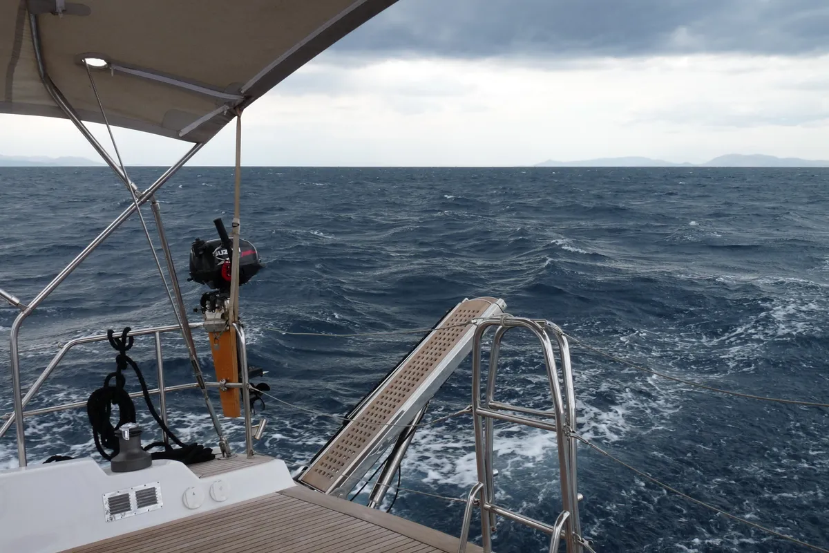 Deck of APOLLONIS, a Hanse 540e sailboat at Salamina Municipal Unit, Greece