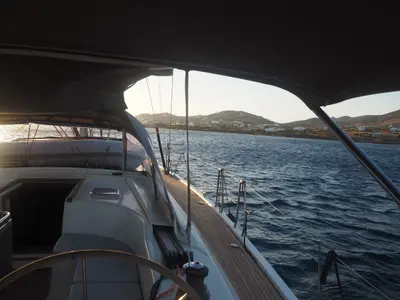 Cockpit of APOLLONIS, a Hanse 540e sailboat at Salamina Municipal Unit, Greece