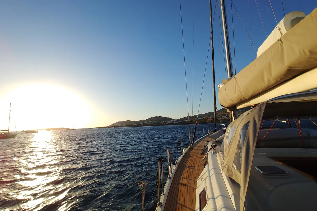Deck of APOLLONIS, a Hanse 540e sailboat at Salamina Municipal Unit, Greece