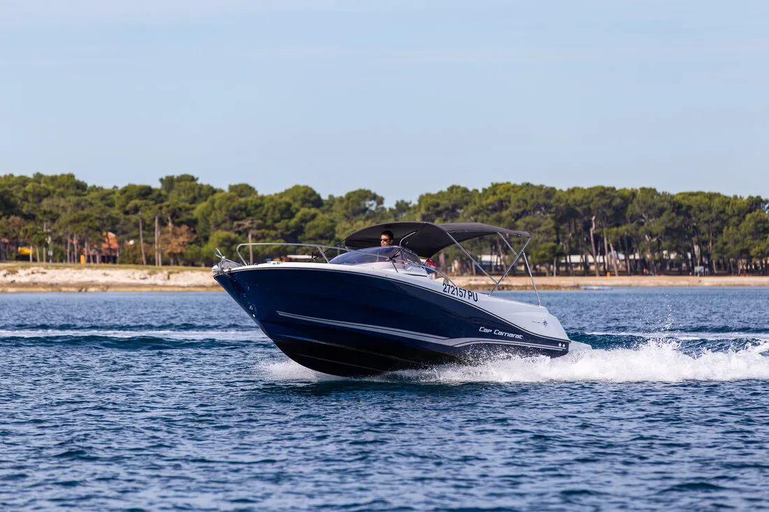 Exterior view of Cap Camarat 6.5 WA, a Jeanneau Cap Camarat 6.5 WA motorboat at Grad Pula, Croatia