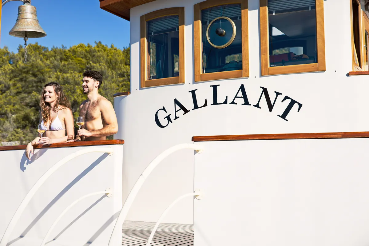 Deck of Gallant, a Gulet motor yacht at Split, Croatia