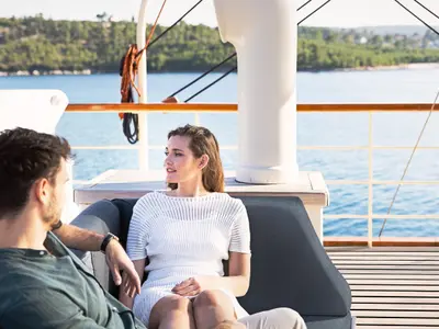 Deck of Gallant, a Gulet motor yacht at Split, Croatia