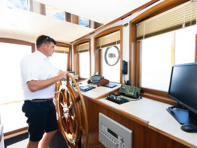 Cockpit of Gallant, a Gulet motor yacht at Split, Croatia