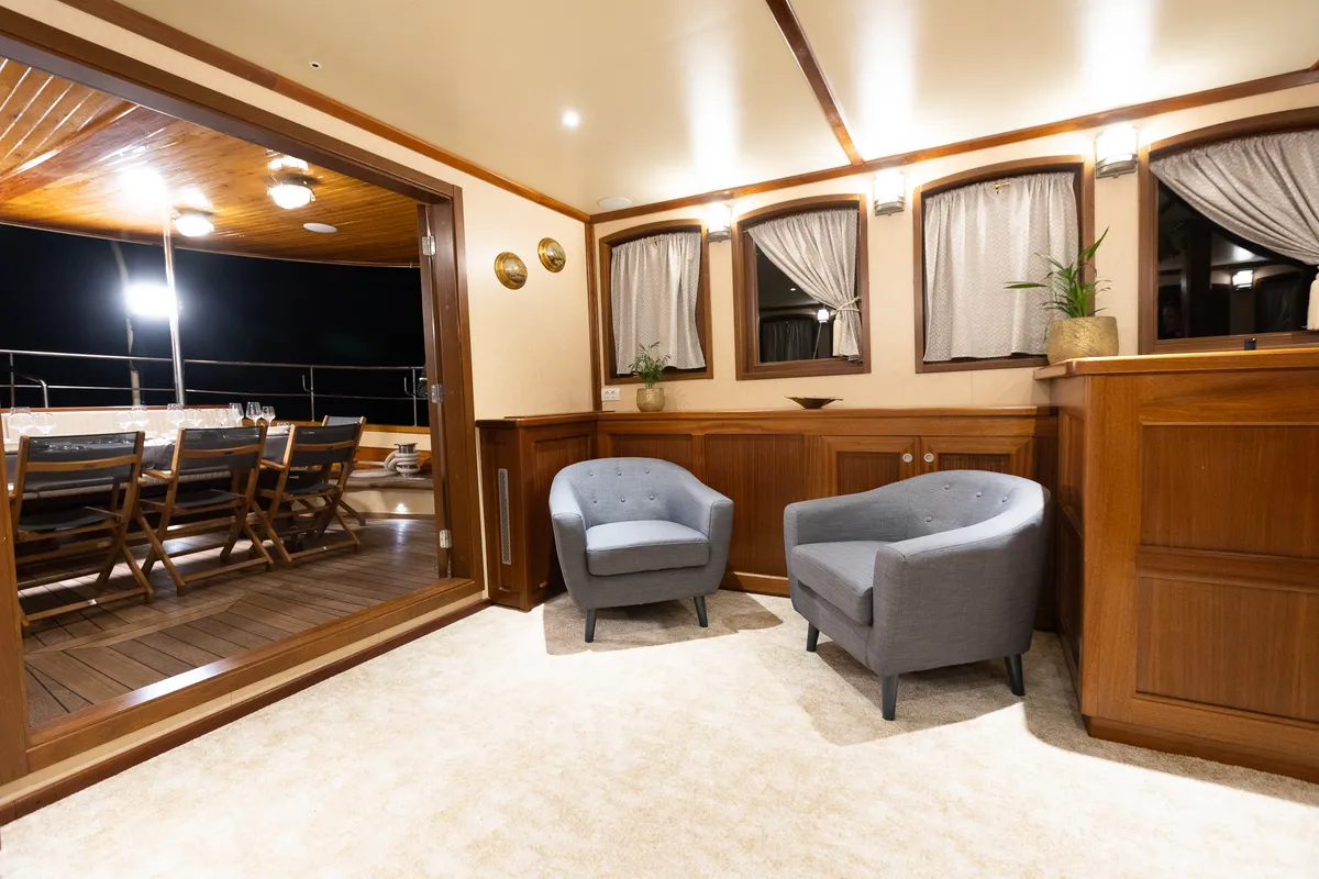 Salon of Gallant, a Gulet motor yacht at Split, Croatia
