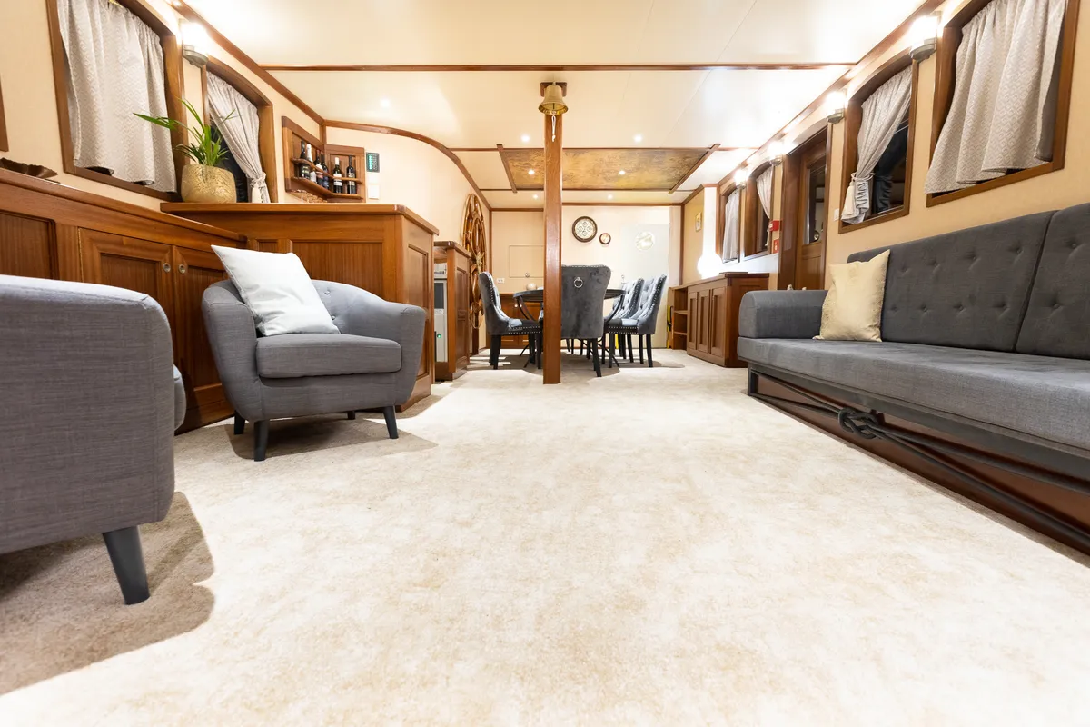 Salon of Gallant, a Gulet motor yacht at Split, Croatia