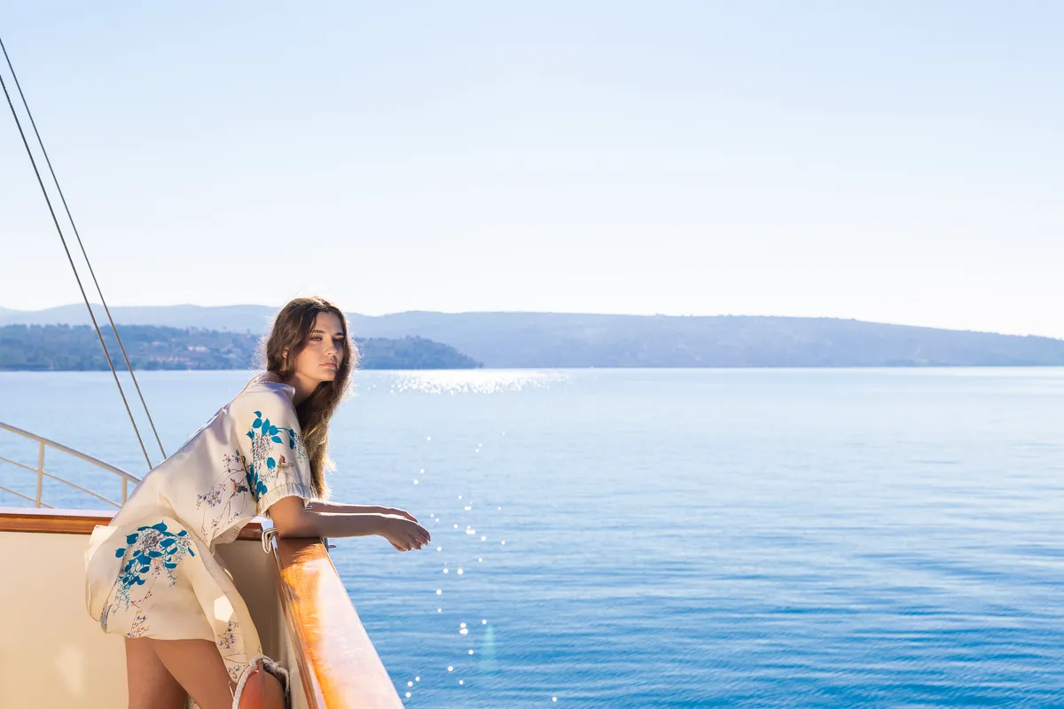 Deck of Gallant, a Gulet motor yacht at Split, Croatia